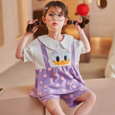 批发缤果睡衣 夏季女<b class='q'>童</b><b class='q'>睡衣</b>纯<b class='q'>棉</b>圆领短袖短裤卡通小孩家居服<b class='q'>套装</b>
