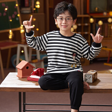 批发缤果睡衣春秋冬季长袖圆领纯棉<b class='q'>男</b><b class='q'>童</b>卡通睡衣长裤男青少年套装