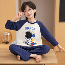 批发缤果睡衣春秋冬季长袖圆领纯棉<b class='q'>男</b><b class='q'>童</b>卡通睡衣长裤男青少年套装