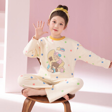 批发缤果睡衣春秋冬季长袖圆领纯棉<b class='q'>女</b><b class='q'>童</b>卡通睡衣长裤女青少年套装