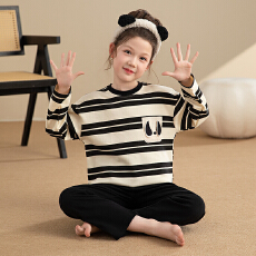 批发缤果睡衣春秋冬季长袖圆领纯棉<b class='q'>女</b><b class='q'>童</b>卡通睡衣长裤女青少年套装