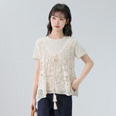 批发镂空吊带背心女两件套2026夏季新款宽松内搭圆领<b class='q'>短袖</b>T恤上衣女