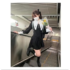 批发现货假两件<b class='q'>连衣裙</b>。纯情玛丽亚 暗黑哥特修女弹力<b class='q'>连衣裙</b>甜辣