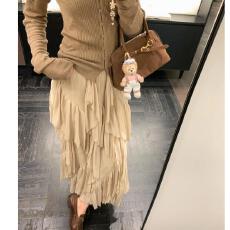 批发不规则荷叶边下摆半身裙<b class='q'>长裙</b>洋气时髦