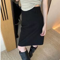 批发温莎往事 复古高腰直筒A字半身裙女后开叉设计毛呢<b class='q'>短裙</b>洋气短款潮