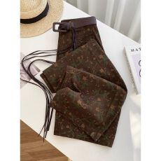 批发版型超好看的<b class='q'>裤</b>子<b class='q'>宽松</b>bf慵懒风秋季流行风格阔腿复古碎花休闲<b class='q'>裤</b>