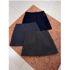 批发灰色毛呢半身裙女2025秋冬新款黑色高腰<b class='q'>百搭</b>毛呢小个子a字短裙子