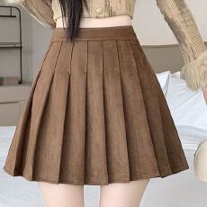 批发秋冬2025新款高腰百褶裙鹿皮绒显瘦遮胯半身裙防走光<b class='q'>百搭</b>a字短裙