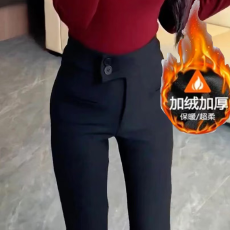 批发175高个子加长版黑色加绒微喇<b class='q'>西装</b>裤<b class='q'>女</b>高腰显瘦修身马蹄喇叭裤子