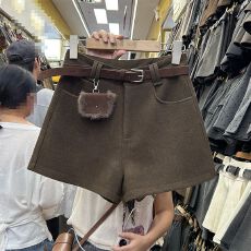 批发韩系辣妹毛呢休闲<b class='q'>裤</b>女2025秋冬新款高腰<b class='q'>显瘦</b>呢子阔腿直筒短<b class='q'>裤</b>靴<b class='q'>裤</b>