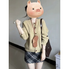 批发麻花毛衣外套女秋<b class='q'>冬</b>新款慵懒风宽松显瘦开衫针织半身裙两件套