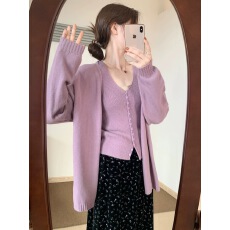 批发新款甜美气质毛衣两件套2025秋季新款免穿搭时尚高级感针织衫套装