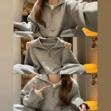 批发白色翻领套头毛衣女秋冬季2025新款慵懒高级感内搭打底针织衫上衣