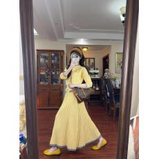 批发早<b class='q'>春</b>季搭配黄色针织开衫穿搭一整套ootd淡人高知半身裙两件套女装
