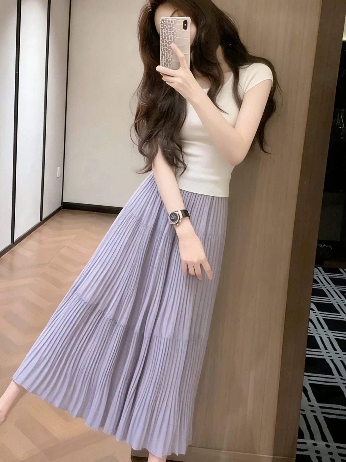2026 년 새로운 빛 요리 한 작은 대중 아니요 명중 섹션 초여름 고유 한 아름다운 작은 키 캐주얼 치마 투피스 슈트 여성