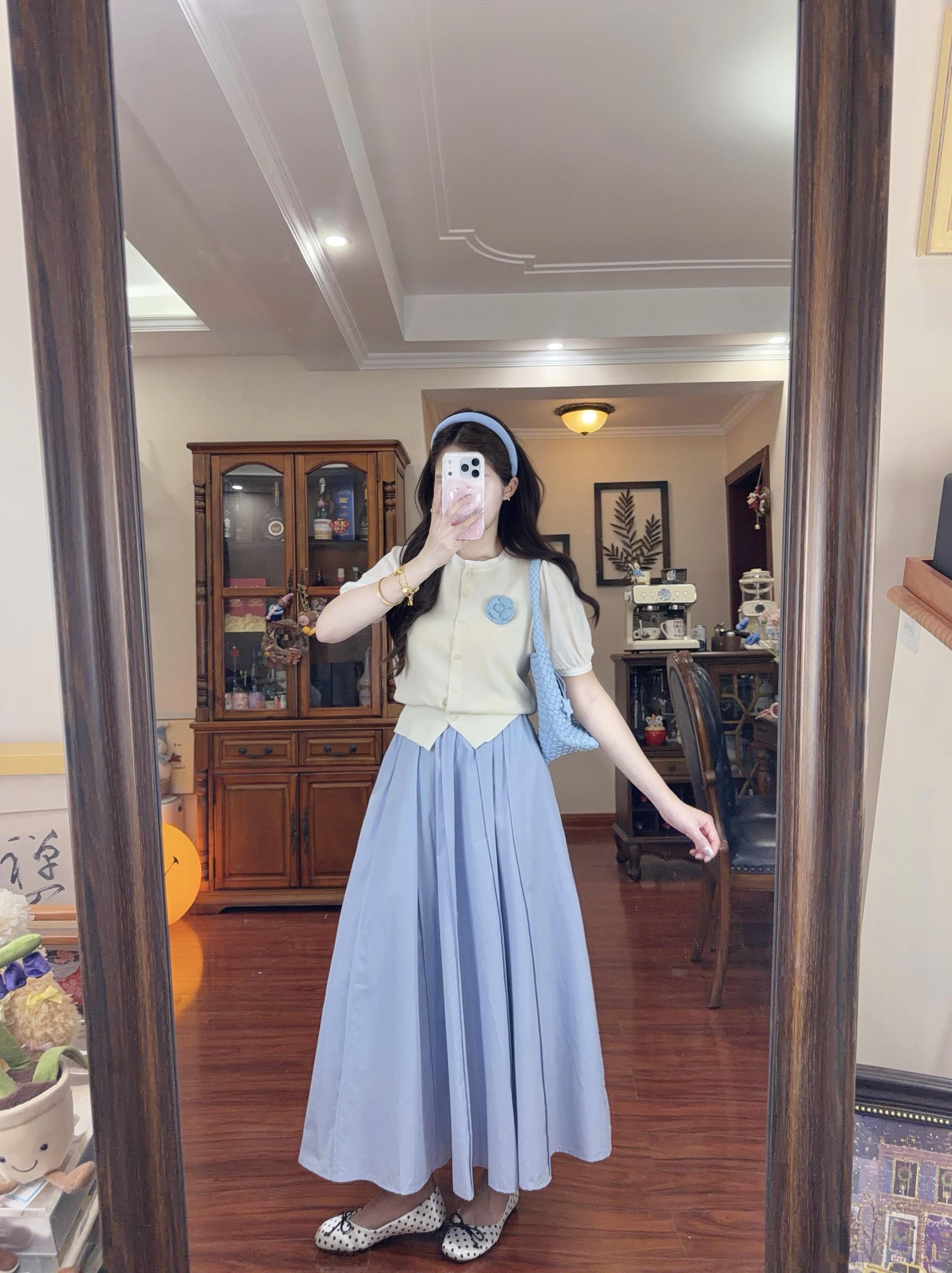 2026 슈퍼 화재 여름 드레스 연령 감소 ootd 착용 가져 가라. 전체 집합 검정색 3 차원 꽃 오픈 가디건 반신 스커트 투피스 슈트