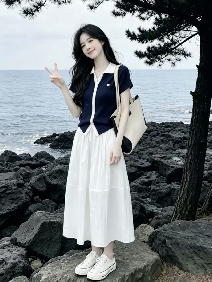 초여름 착용 가져 가라. 전체 집합 2026 슈퍼 화재 작은 대중 아니요 명중 섹션 빛 요리 한 프랑스식 패션 품격 점프 슈트 치마 세트