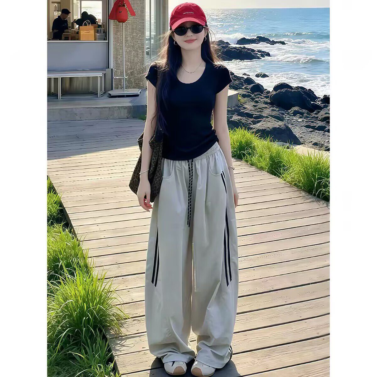 RY7555#巨好看穿搭一整套2026新款短袖t恤女夏季阔腿裤休闲运动两件...