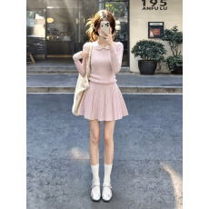 批发富家千金感娃娃领针织<b class='q'>套装</b>女秋冬季超好看修身显瘦内搭毛衣两件套