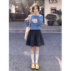 批发超好看的韩系小狗套头针织毛衣<b class='q'>碎花</b><b class='q'>短裙</b>两件套2026超火穿搭一整套
