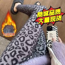 批发提花针织打底裤女<b class='q'>冬</b>季外穿保暖高腰紧身弹力加绒加厚小脚裤