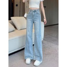 批发美式阔腿牛仔裤女<b class='q'>秋</b>季2026新款显瘦宽松直筒梨型身材裤子