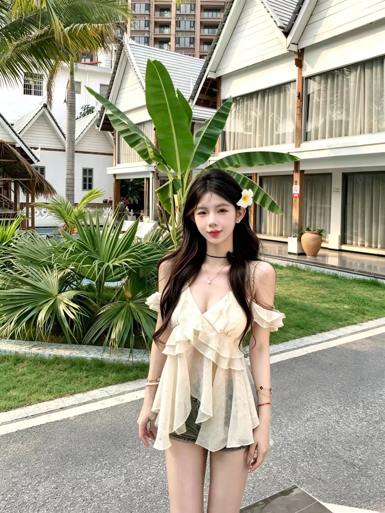 miniuoo 팬 신화 아름다움 오는 순수한 욕망 프릴 쉬폰 블라우스 작은 날다 소매 행침 목 슬립 오프숄더 맨위