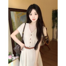 批发<b class='q'>大码</b><b class='q'>连衣裙</b>子长裙高级感女装夏季胖mm显瘦通勤气质收腰v领<b class='q'>连衣裙</b>