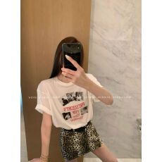 批发韩版纯棉100%棉短袖<b class='q'>T</b>恤女宽松大码印花