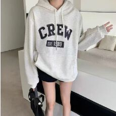 批发250克大卫衣<b class='q'>韩版</b>东大门慵懒风个性印花加绒加厚双层连帽上衣