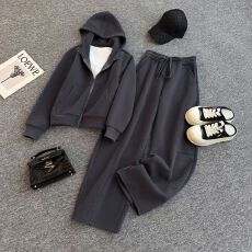 批发韩版休闲套装女新款连帽卫衣<b class='q'>外套</b>一整套时尚阔腿裤两件套