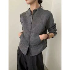 批发德绒螺纹#立领拉链开衫卫衣女修身显瘦运动休闲<b class='q'>外套</b>