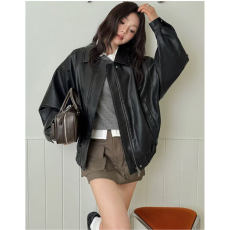 批发2025新款潮牌美式复古皮衣外套春秋季宽松休闲情侣机车痞帅