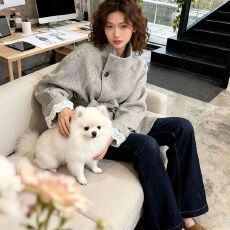 批发秋冬季立领毛呢<b class='q'>外套</b>时尚小个子宽松收腰系带加棉保暖呢子<b class='q'>大</b>衣