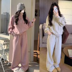 批发加绒加厚卫衣运动套装女秋<b class='q'>冬</b>季2025新款时尚宽松阔腿裤休闲两件套