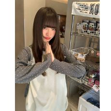 批发原版面料撞色星星印花插肩袖<b class='q'>长袖</b><b class='q'>T</b><b class='q'>恤</b>女设计感宽松打底衫上衣