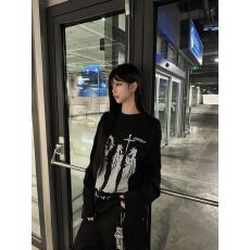 批发纯棉后包领美式复古宽松<b class='q'>长袖</b>白色<b class='q'>t</b><b class='q'>恤</b>女秋设计感小众ins潮