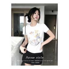 批发韩版纯棉正肩<b class='q'>印花</b>短袖<b class='q'>T</b><b class='q'>恤</b>女