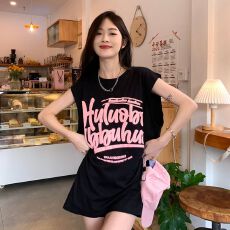 批发原版质量韩系印花女夏中<b class='q'>长款</b>坎肩无袖<b class='q'>背心</b>t恤