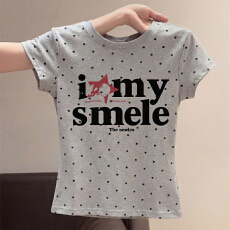 40支210克精梳92%棉+8%氨纶韩系时尚设计新款修身显瘦正肩短袖t