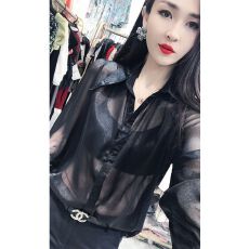 批发垂感防晒衬衫外套女新款<b class='q'>宽松</b>休闲叠穿外搭开衫薄款透视<b class='q'>雪纺上衣</b>潮