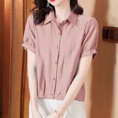 批发夏季<b class='q'>上衣</b>女纯色棉麻<b class='q'>上衣</b>2026新款女装短袖妈妈休闲百搭大码衬衫
