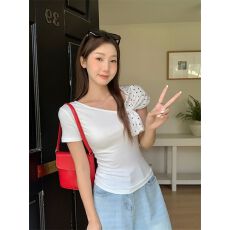 批发1*1随心裁美式复古正肩字母短袖<b class='q'>T</b><b class='q'>恤</b>女夏新款收腰显瘦辣妹内搭上衣