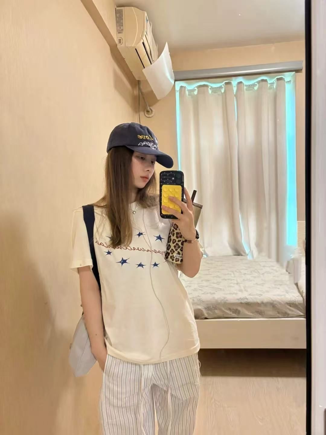 한국 스타일 순면 여름 드레스 반팔 루즈핏 티셔츠 여성