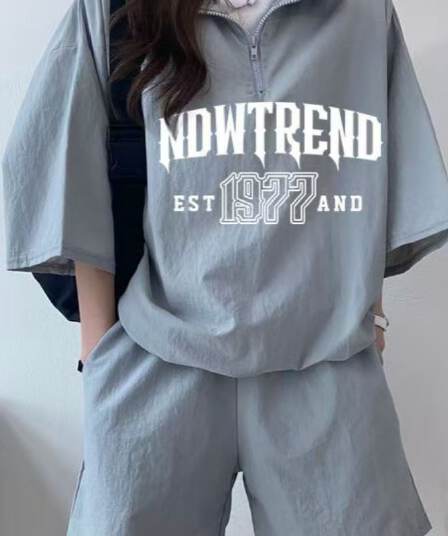 캐주얼 운동복 세트 여성 여름 2026 새로운 반팔 반바지 캠퍼스 바람 귀여운 소녀 러닝 두 조각