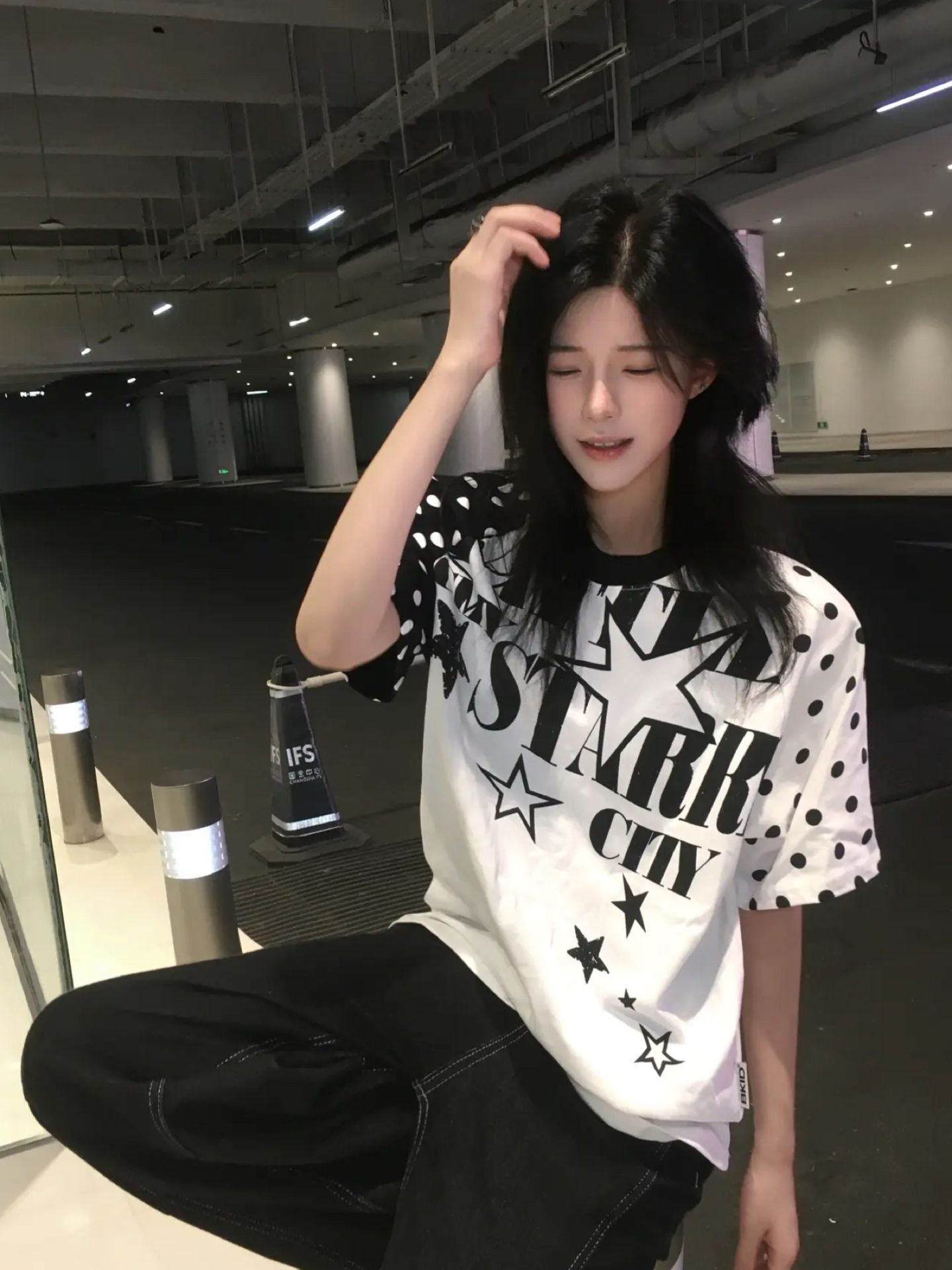 아메리칸 레트로 순면 패치워크 색상 반팔 티셔츠 여성