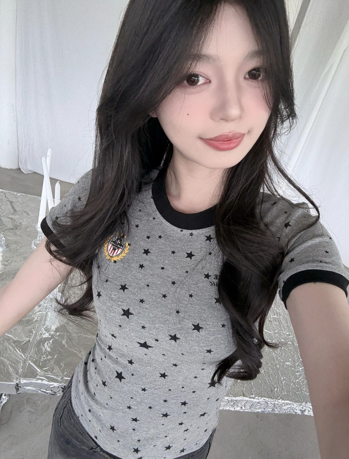40 면 1 1 오스트리아 세대 서울 220 그램 자수 네리 가게 천 한 부서 별 디자인 새로운 여름 반팔 여성
