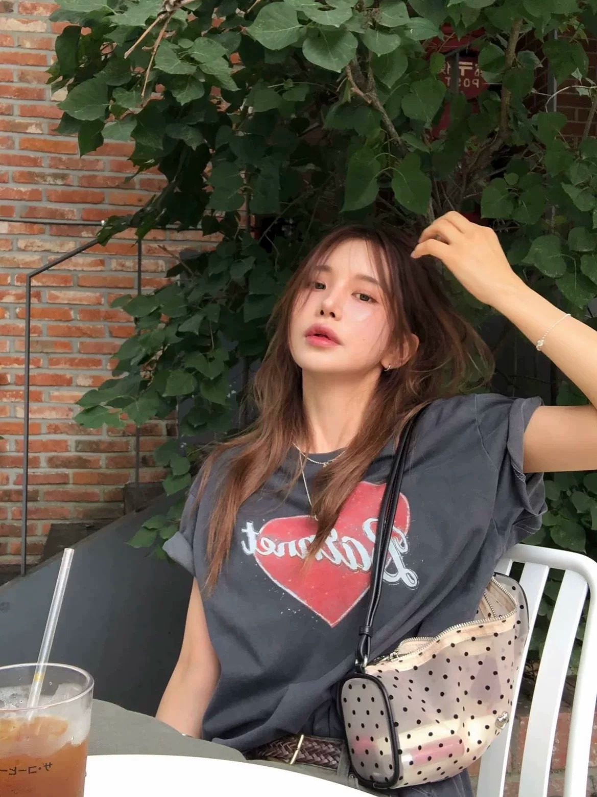 아메리칸 레트로 워싱 마 오래된 순면 반팔 티셔츠 여성 루즈핏 대 에디션