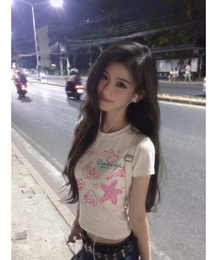 광저우 원단 포밍 프린트 패치 자수 21 빗질하다 순면 조개 프린트 여름 반팔 티셔츠