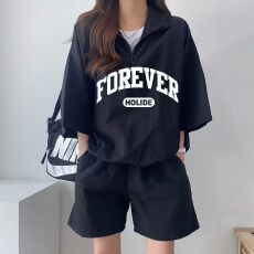 批发韩版<b class='q'>运动服</b>套装女夏季2026新款短袖短裤校园风可爱少女跑步两件套